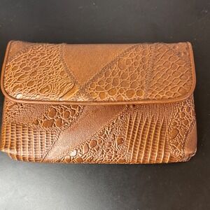 New Vintage Checkbook Wallet Credit Card Holder Organizer Brown‎ Leather Clutch